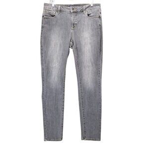 NYDJ Jeans Womens 12 Gray Stretch Denim Slimming Super Skinny